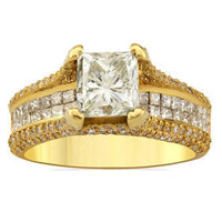 Thumbnail for Princess Cut Invisible Set Band Diamond Engagement Ring in 18k Yellow Gold 2.50 Ctw