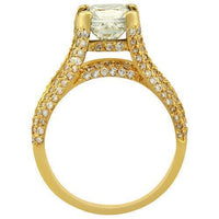 Thumbnail for Princess Cut Invisible Set Band Diamond Engagement Ring in 18k Yellow Gold 2.50 Ctw