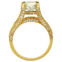 Thumbnail for Princess Cut Invisible Set Band Diamond Engagement Ring in 18k Yellow Gold 2.50 Ctw