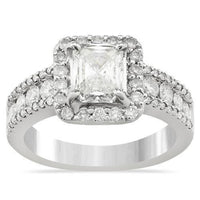 Thumbnail for Radiant Cut Diamond Engagement Ring with Side Stones in 18k White Gold 1.82 Ctw