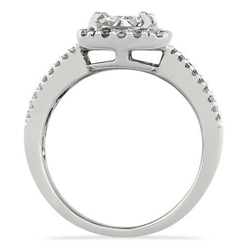 Radiant Cut Diamond Engagement Ring with Side Stones in 18k White Gold 1.82 Ctw