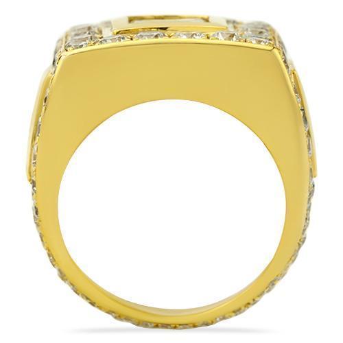 Round and Emerald Cut Mens Diamond Pinky Ring in 14k White Gold 3.65 Ctw