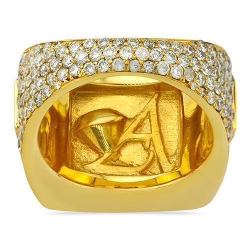 Round and Emerald Cut Mens Diamond Pinky Ring in 14k White Gold 3.65 Ctw