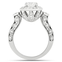 Thumbnail for Round Cut Clarity Enhanced Diamond Engagement Ring with Side Stones in 18k White Gold 2.25 Ctw