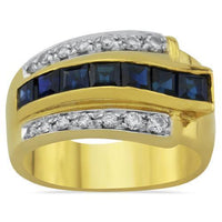 Thumbnail for Sapphire Diamond Ring Hand Ring in 18k Yellow Gold 1.5 Ctw