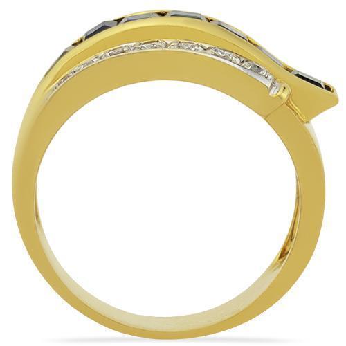 Sapphire Diamond Ring Hand Ring in 18k Yellow Gold 1.5 Ctw