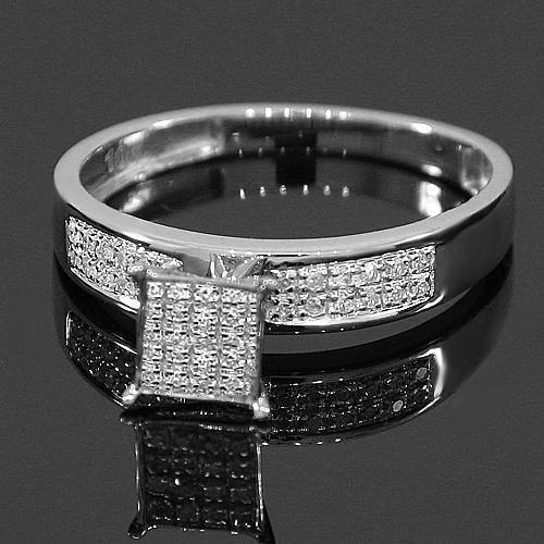 White 10K White Solid Gold Diamond Wedding Band Set 0.55 Ctw