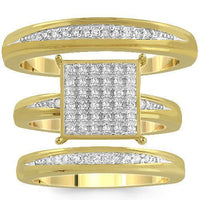 Thumbnail for Yellow 10K Yellow Solid Gold Diamond Wedding Ring Band Set 0.40 Ctw