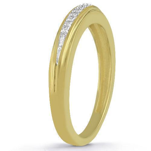 Yellow 10K Yellow Solid Gold Diamond Wedding Ring Band Set 0.40 Ctw