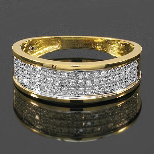 Yellow 10K Yellow Solid Gold Diamond Wedding Ring Band Set 0.96 Ctw