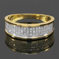 Thumbnail for Yellow 10K Yellow Solid Gold Diamond Wedding Ring Band Set 0.96 Ctw