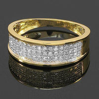 Thumbnail for Yellow 10K Yellow Solid Gold Diamond Wedding Ring Band Set 0.96 Ctw