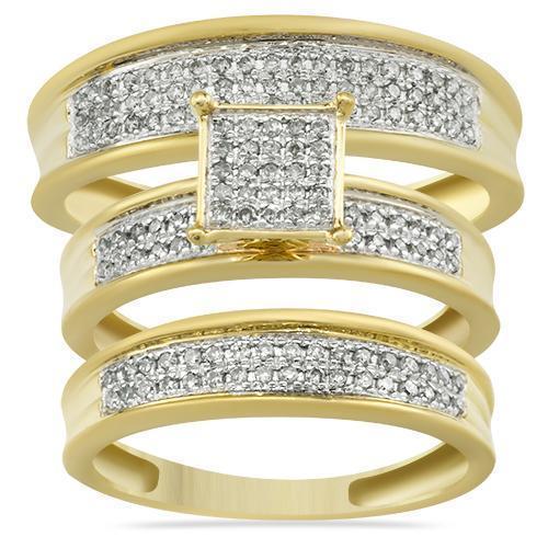 Yellow Diamond Wedding Band Set 10K Yellow Gold 0.47 Ctw