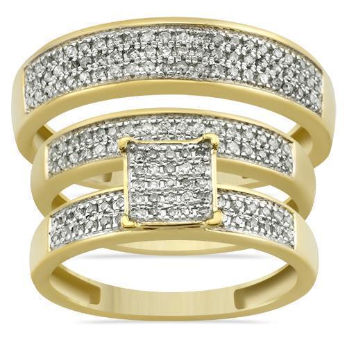 Yellow Diamond Wedding Band Set 10K Yellow Gold 0.50 Ctw