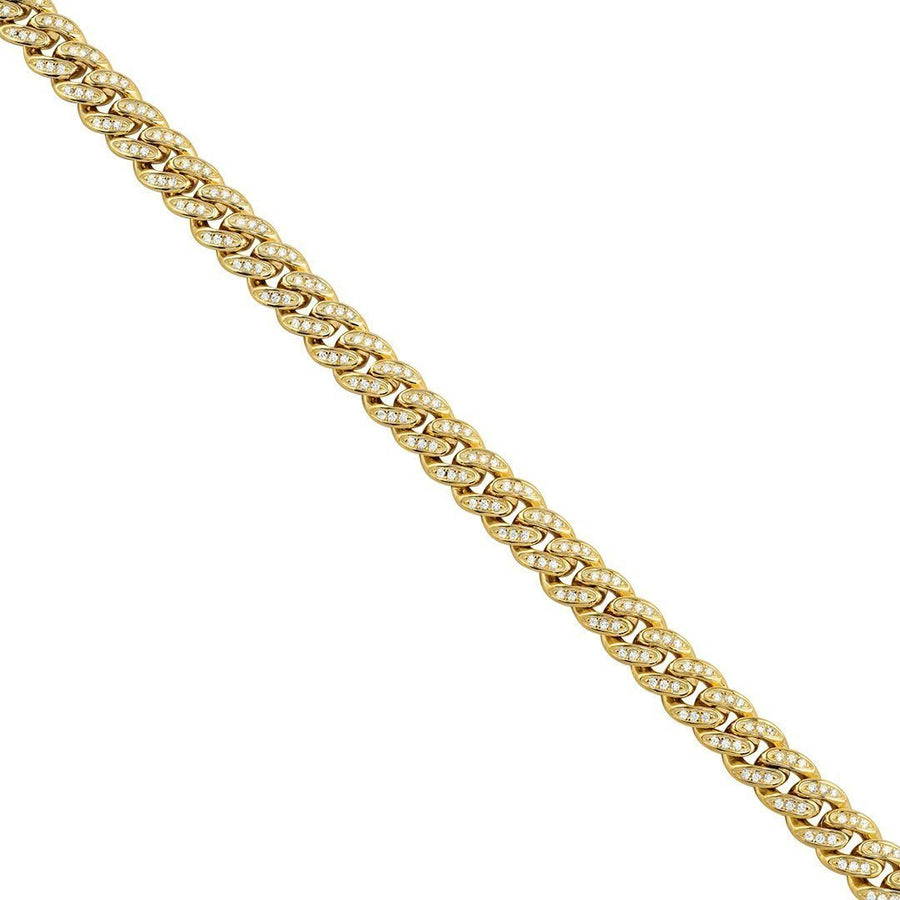 Yellow Gold Plated Silver Lab Created Stones Cuban Chain 14.1 Ctw 22 Inches 9 mm