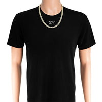 Thumbnail for Yellow Gold Plated Silver Lab Created Stones Cuban Chain 14.1 Ctw 22 Inches 9 mm