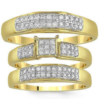 Thumbnail for Yellow Pave Diamond Wedding Ring Band Set 0.51 Ctw in 10K Yellow Gold