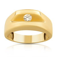 Thumbnail for Yellow Solitaire Tension Set Mens Diamond Pinky Ring in 10k Yellow Gold