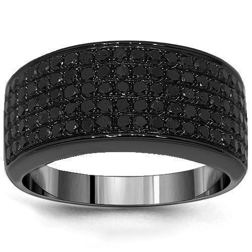 Mens black ring with diamonds Outlet