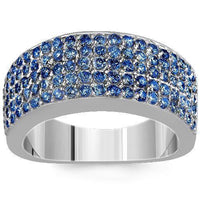 Thumbnail for Sterling Silver Mens Blue Diamond Wedding Ring Band 2.68 Ctw