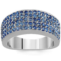 Thumbnail for Sterling Silver Mens Blue Diamond Wedding Ring Band 2.68 Ctw