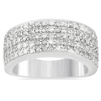 Thumbnail for Sterling Silver Mens Diamond Wedding Ring Band 2.16 Ctw