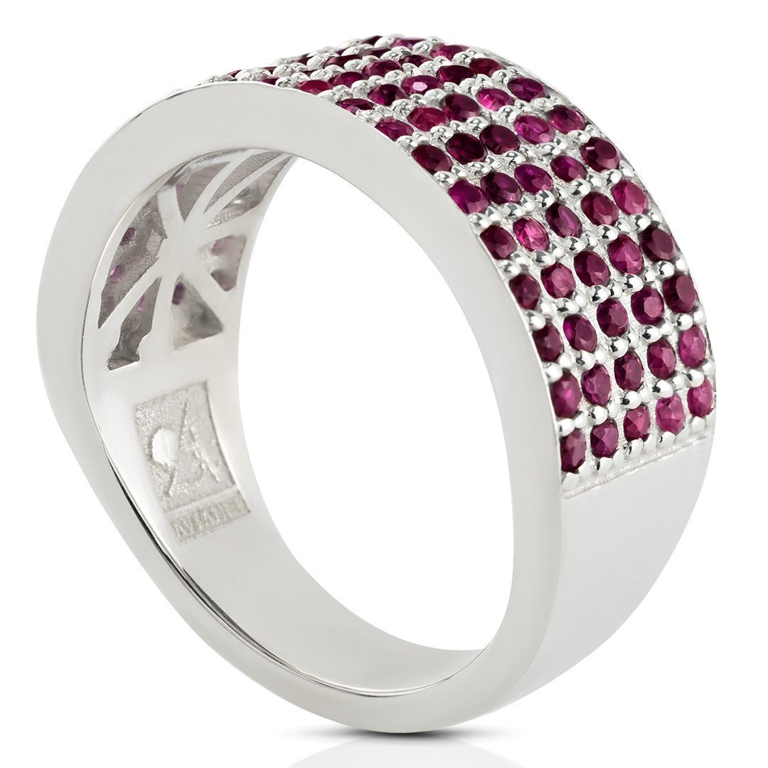 Sterling Silver Mens Ruby Wedding Ring Band 2.68 Ctw