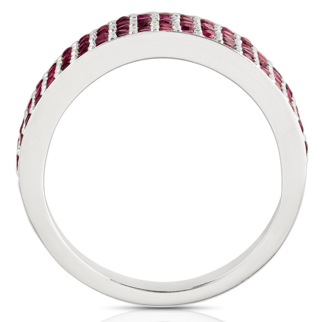 Sterling Silver Mens Ruby Wedding Ring Band 2.68 Ctw