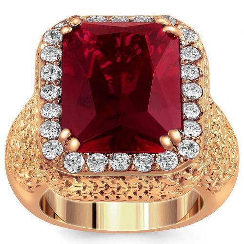Sterling Silver Rose Gold Plated Semi-Precious Crystal Ruby Ring
