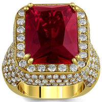 Thumbnail for Sterling Silver Yellow Gold Plated Semi-Precious Crystal Mens Ruby Ring