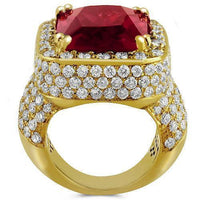 Thumbnail for Sterling Silver Yellow Gold Plated Semi-Precious Crystal Mens Ruby Ring