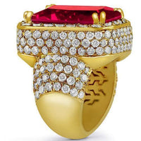 Thumbnail for Sterling Silver Yellow Gold Plated Semi-Precious Crystal Mens Ruby Ring