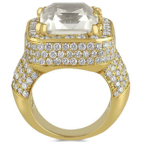Sterling Silver Yellow Gold Plated Semi-Precious Crystal Mens Tourmaline Ring