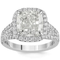 Thumbnail for Stunning 18K White Solid Gold Diamond Engagement Ring 4.42 Ctw
