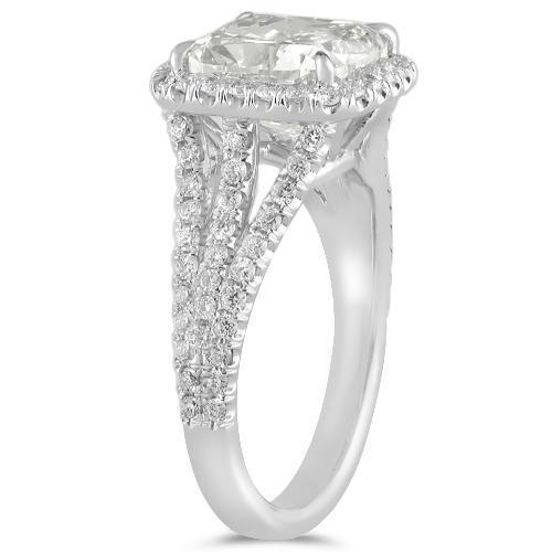 Stunning 18K White Solid Gold Diamond Engagement Ring 4.42 Ctw