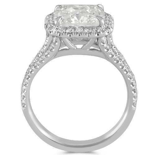 Stunning 18K White Solid Gold Diamond Engagement Ring 4.42 Ctw