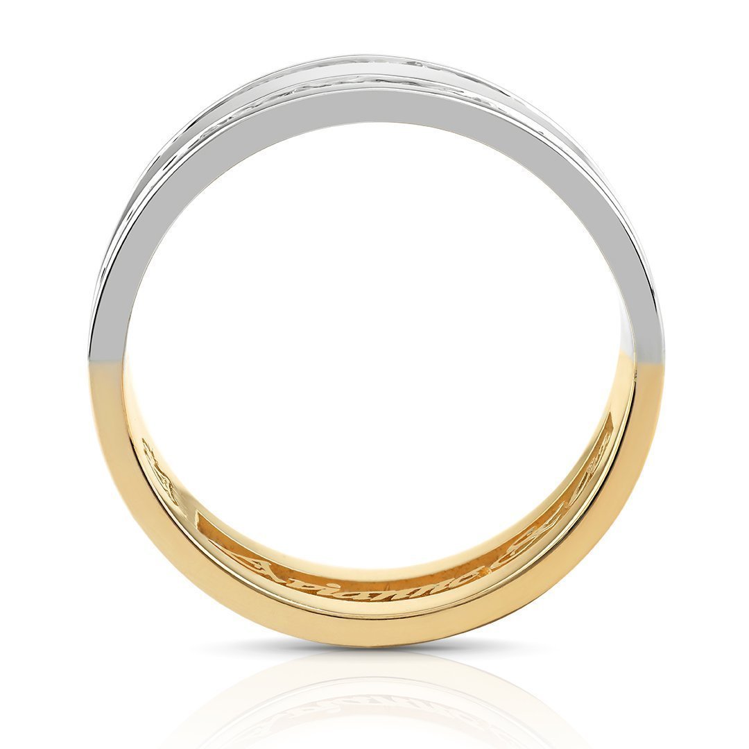 Two Tone 14k Gold Wedding Band Ring 1.44 Ctw