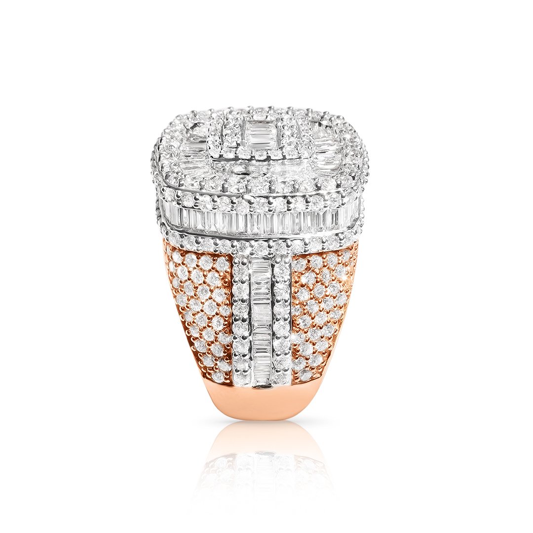 Rose/ White Two Tone Diamond Baguette ring in 14k gold 7ctw