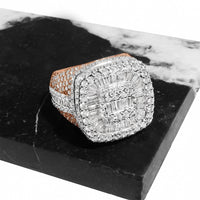 Thumbnail for Rose/ White Two Tone Diamond Baguette ring in 14k gold 7ctw