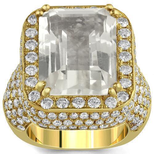 Unique 14K Solid Yellow Gold Diamond MensTourmaline Ring 18 Ctw