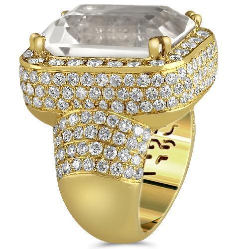 Unique 14K Solid Yellow Gold Diamond MensTourmaline Ring 18 Ctw