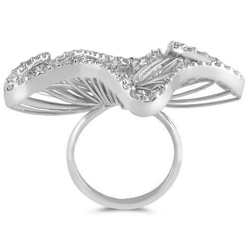 Unique 18K Solid White Gold Womens Diamond Ring 2.50 Ctw
