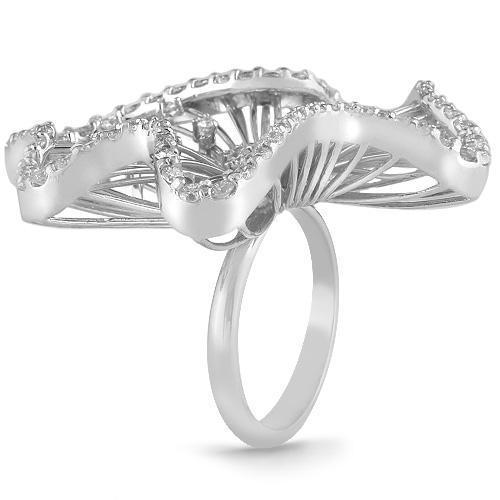 Unique 18K Solid White Gold Womens Diamond Ring 2.50 Ctw