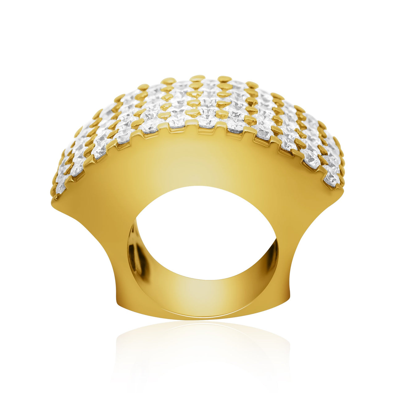 14k Yellow Gold Wide Diamond Ring 7 Ctw