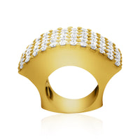 Thumbnail for 14k Yellow Gold Wide Diamond Ring 7 Ctw