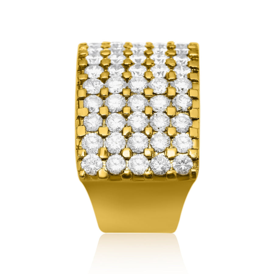 14k Yellow Gold Wide Diamond Ring 7 Ctw