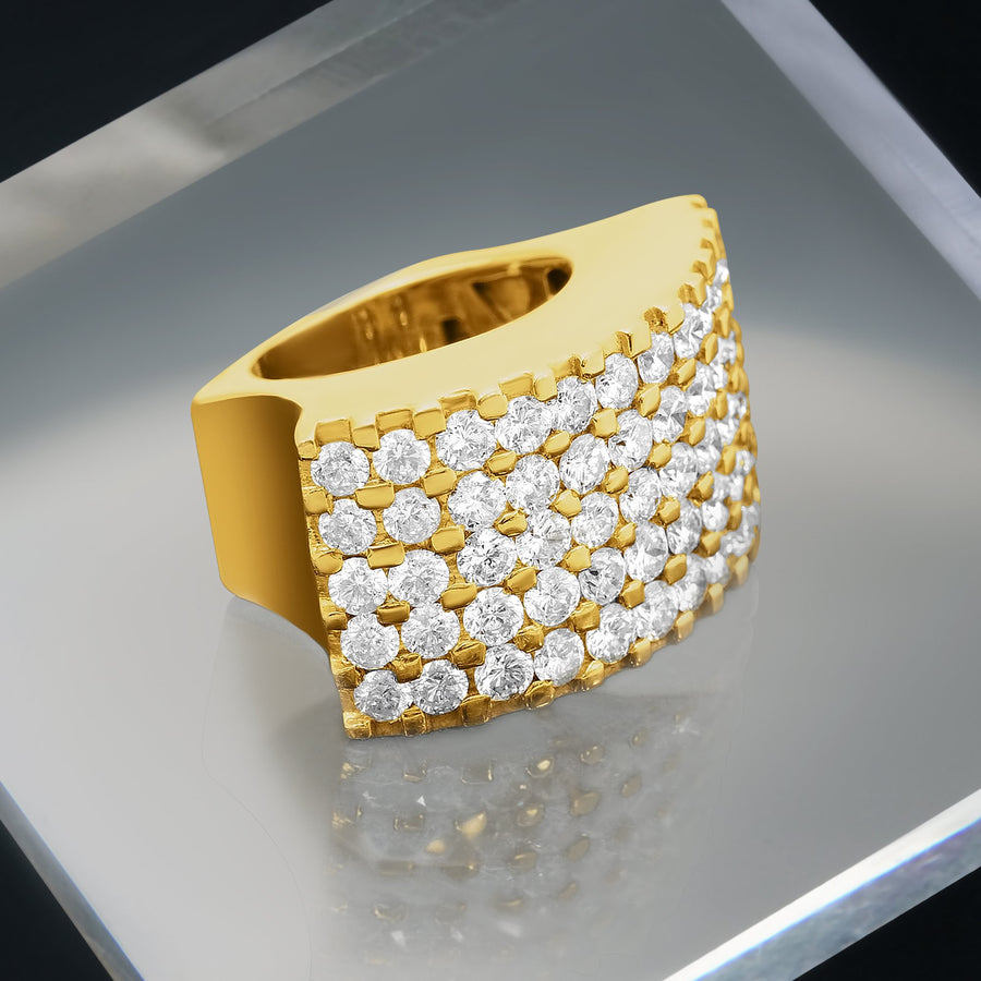 14k Yellow Gold Wide Diamond Ring 7 Ctw