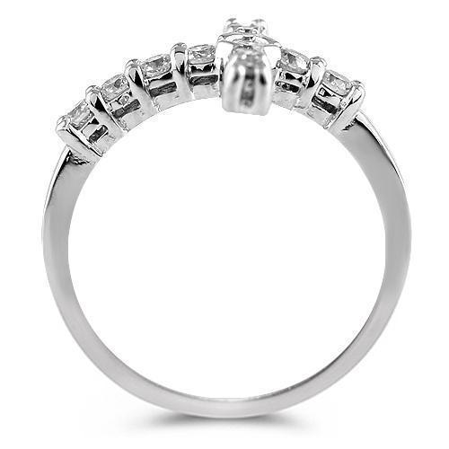 Womens VS Diamond Cross Ring Round Diamonds in 14K White Gold 0.75 Ctw