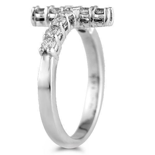 Womens VS Diamond Cross Ring Round Diamonds in 14K White Gold 0.75 Ctw