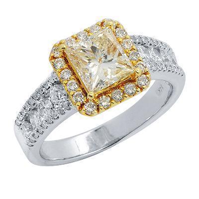 Yellow Diamond Engagement Ring in 14K Solid White Gold